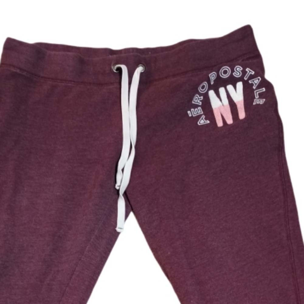 Aeropostale Maroon Drawstring Jogger Sweatpants - Picture 3 of 3